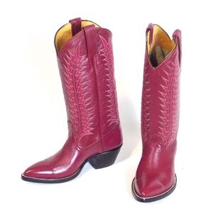 Classic Burgundy Cowboy Boots - Wmns Size 5.5B - New Without Box